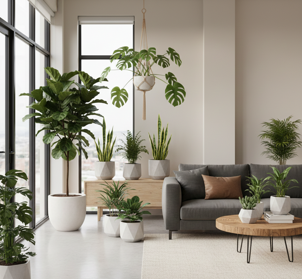 Indoor plants in modern interior